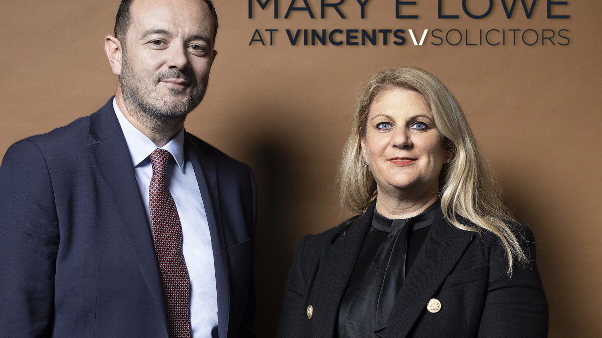Vincents Solicitors’ managing director Phillip Gilmore with new director Mary E Lowe