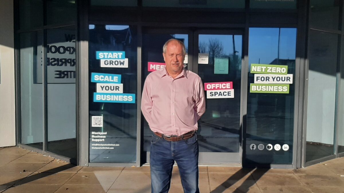 Blackpool Enterprise Centre tenant Paul Friday stood at the entrance of the building