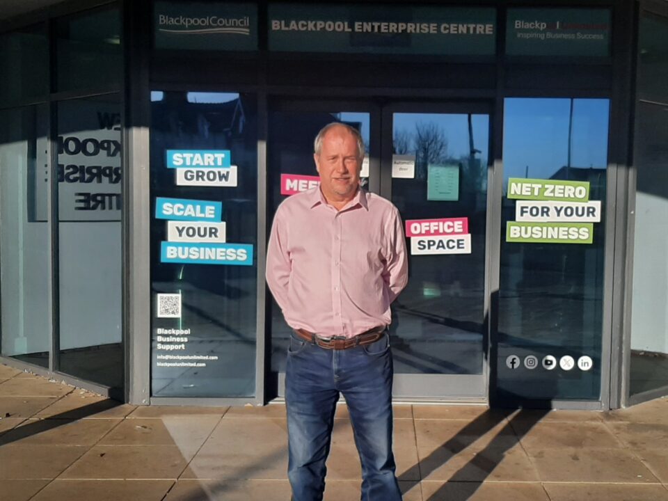 Blackpool Enterprise Centre tenant Paul Friday stood at the entrance of the building