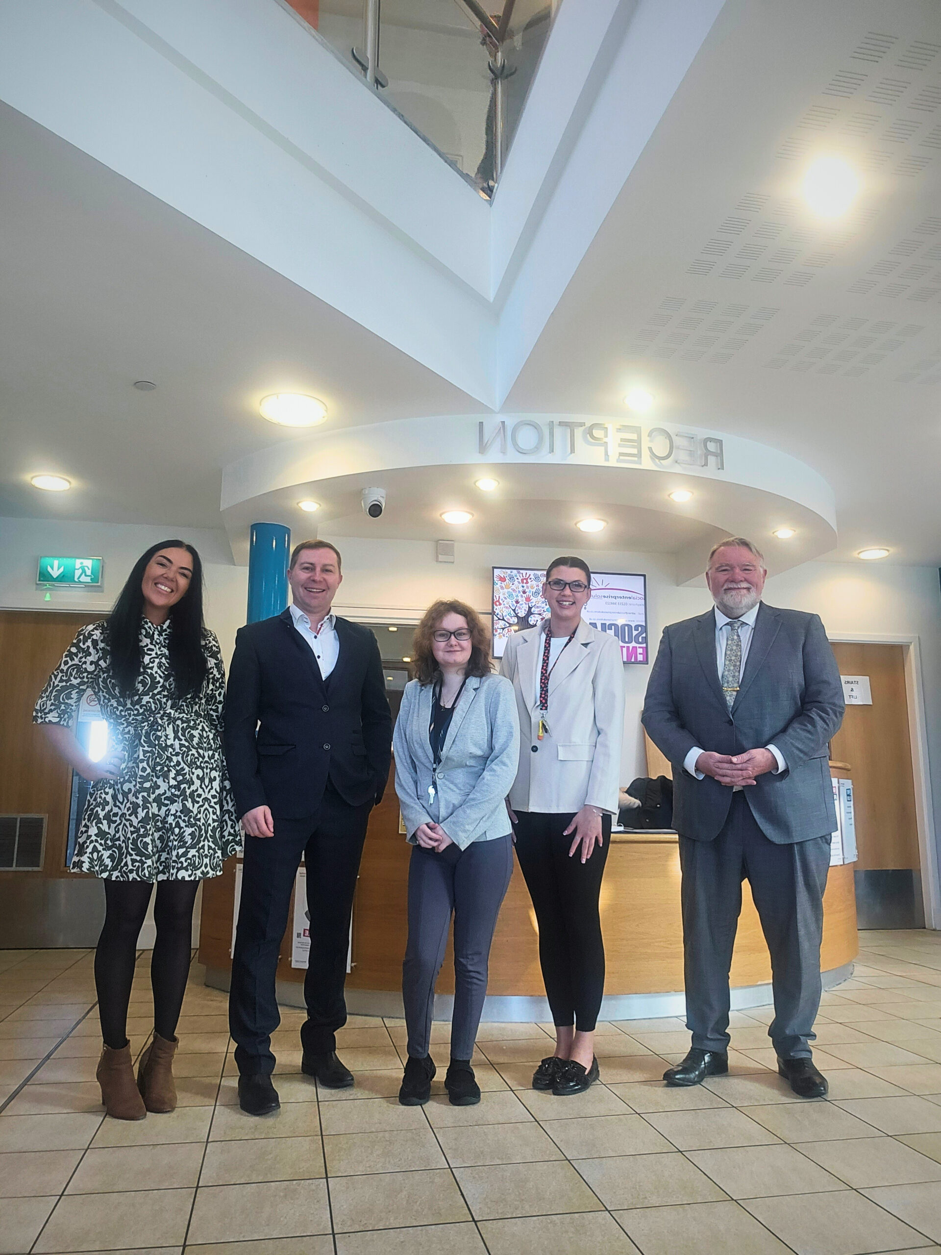 The team at ESS in reception at Blackpool Enterprise Centre